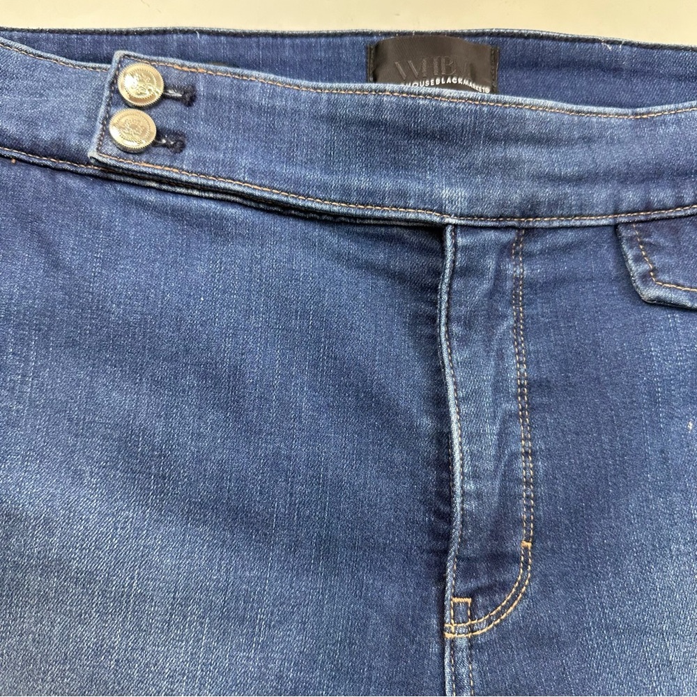 WHBM High Rise Tab Detail Kick Flare Cropp Jeans Women 10 Blue - Picture 6 of 10